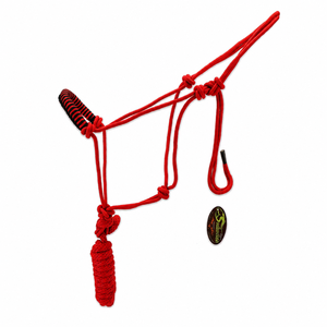 Cabestro de Caballo de Cuerda Roja Premium |   Ajustable, Resistente y Ligero |   Equipo de Equitación con Cuerda de Amarre para Montar a Caballo - Product Image 1
