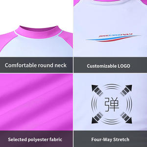 เสื้อแรชการ์ดกีฬาสำหรับผู้หญิง ป้องกันรังสียูวี UPF50+ ผ้าแห้งเร็ว ระบายอากาศได้ดี แขนสั้น มีตัวเลือกโลโก้ด้านหน้า - Product Image 5
