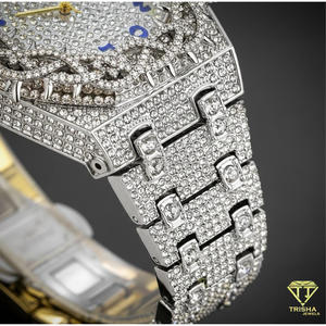 Montre de luxe pour homme, style hip-hop, avec lunette couronnée et diamants Moissanite VVS, en argent sterling 925 - Product Image 4