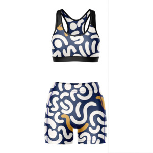 Ensemble de sport pour femme personnalisé par sublimation : soutien-gorge et short sans couture, respirant, pour yoga, gym, fitness, entraînement et course à pied - Product Image 1