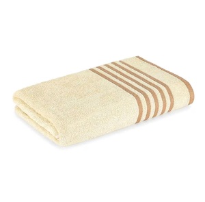 Serviettes de bain 100% coton, 450 GSM, haute absorption, douces, en tissu éponge, pour hôtel et spa, couleur beige unie, luxe. - Product Image 3