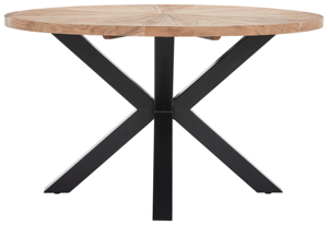 Table à manger en bois d'acacia massif au design industriel pour la maison et le salon, avec motif chevrons côtier suisse pour style ferme - Product Image 2