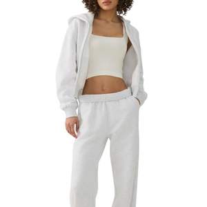 Conjunto Deportivo de Mujer con Sudadera con Cierre y Pantalones de Felpa de Algodón, 2 Piezas, Ropa Deportiva Informal, OEM, Venta al Por Mayor, Logotipo Personalizado - Product Image 3