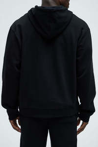 Unisex Heavyweight Cotton <b>Pullover</b> Hoodie Custom Embroidery Brand Logo Plain Black Puff Printing Hoodies <b>for</b> <b>Men</b> - Product Image 3