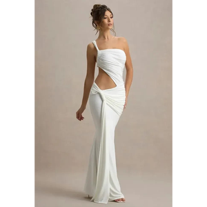 ชุดราตรีทรงเอไลน์แบบไม่สมมาตร สายเดี่ยวเว้าไหล่ ชุดเดรสปาร์ตี้ทรงเข้ารูป ชุดเดรสยาวรัดเอว - Product Image 2