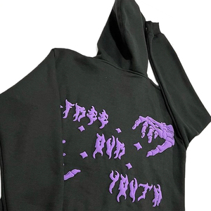Nouveauté : Sweat à capuche pour homme 100% coton mélangé, délavé à l'acide, coupe ample et vieillie, imprimé en relief, 400 g/m², OEM - Product Image 2