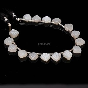Perles en forme de feuille de pierre de lune blanche naturelle, pierres précieuses sculptées à la main pour la fabrication de bijoux, 10-11 mm, 8 pouces, vente en gros par l'Inde - Product Image 6