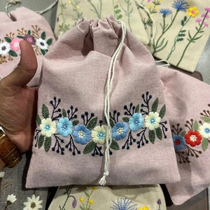 Best Quality Floral Pink Embroidered <b>Drawstring</b> <b>Bag</b> For Women Travel Storage And Daily Use Available At Best Market Price - Product Image 5