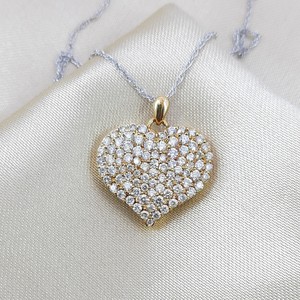 Collier pendentif en forme de cœur avec diamant naturel rond de 1,75 carat, en argent sterling plaqué or, tendance pour femmes, JEWELSPAARK - Product Image 1