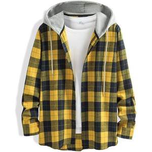 2025 Men's Casual Plaid <b>Flannel</b> Hoodies Button Down Long Sleeve Lightweight Shirts <b>Jackets</b> - Product Image 5