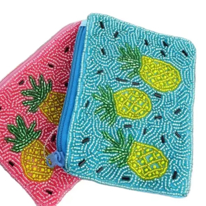 Best Supplier Pineapple Design Beaded Coin Purse Set Fruit Pattern Pouch Glass Bead Zipper <b>Wallet</b> Ladies Small Money Bag Case - Product Image 1