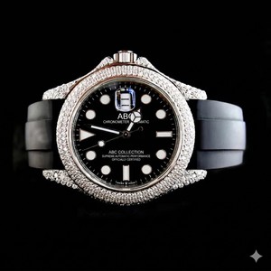Reloj Analógico de Oro Blanco con Diamantes Moissanite Mecánicos ETA de Moda, Unisex, Claridad VVS Impecable, Correa de Cuero y Cristal - Product Image 3
