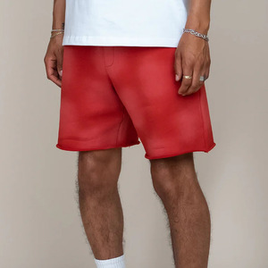 Shorts en toile personnalisés pour hommes, respirants, taille mi-haute élastique, logo vieilli, délavés à l'acide, entrejambe de 5 pouces, style décontracté urbain, très tendance - Product Image 4