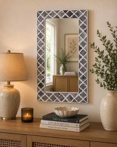 Decorative Modern Handmade Bone Mother Pearl Inlay Eco-Friendly Customizable Thickness Wall <b>Mirror</b> <b>Frame</b> - Product Image 6
