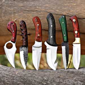1 Couteau de chasse et de camping en acier inoxydable à pointe droite, multifonctionnel, avec manche en bois coloré, OEM, vente chaude - Product Image 2