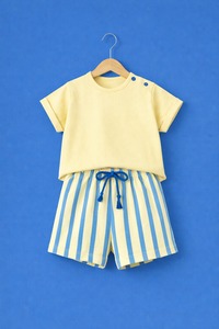 Ensemble T-shirt et short pour garçons en 95% bambou et 5% élasthanne, tenue douce et respirante pour tout-petits, vêtements pour bébés personnalisés, OEM, marque privée - Product Image 6