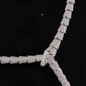 Iced Out Geometric Moissanite <b>Necklace</b> 925 Silver Rhodium Plated Neck Wear Sparkling <b>Statement</b> <b>Necklace</b> For Unisex Wear - Product Image 2