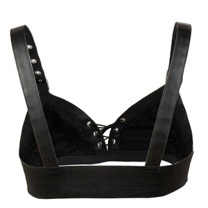 Wholesale Custom Logo Women Leather Bra Punk Style Buckle Strap Triangle Lingerie Bulk OEM Factory Direct Goth Women Leather - Product Image 3