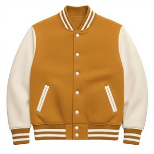 OEM Custom Embroidered Men's Varsity Jacket Stand Collar <b>Wool</b>/Polyester Casual Winter 100% Cotton Shell Material - Product Image 1
