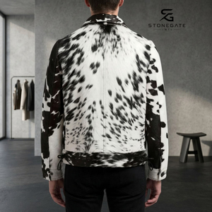 Chaqueta de Cuero con Pelo de Vaca para Hombre, Hecha a Medida, con Paneles Texturizados y Confección Moderna, Proveedor OEM 2026 - Product Image 5