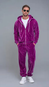 Conjunto Deportivo de Terciopelo para Hombre, de Alta Calidad, Corte Regular, Directo de Fábrica, con Capucha, para Gimnasio y Uso Diario, 100% Algodón - Product Image 2