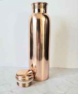 Mirror Finish Copper Water <b>Bottle</b> Seamless Plain Design Reusable Metal Drink <b>Flask</b> Leakproof Daily Hydration Container - Product Image 5