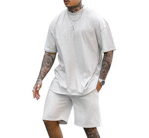 Ensemble T-shirt et short pour homme Micah Corporation, couleur unie, col rond, décontracté, respirant, tricoté, tenue d'été, bleu sarcelle, 100% coton, tendance - Product Image 3