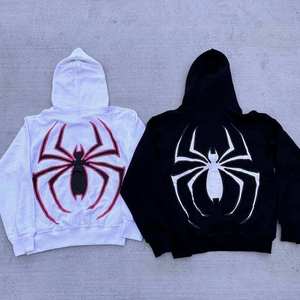 เสื้อฮู้ดดี้ลายกราฟิกแมงมุมแบบกำหนดเอง พิมพ์ลายนูน 3 มิติ สตรีทแวร์ ผู้ชาย ผู้หญิง ผ้าฝ้ายฟลีซหนานุ่ม สไตล์ฮิปฮอป Y2K เสื้อพูลโอเวอร์ - Product Image 1