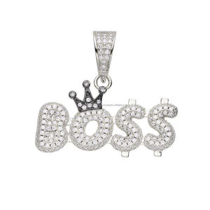 Custom " BOSS " Letter Pendant Moissanite Diamond Hip Hop <b>Chain</b> <b>Iced</b> <b>Out</b> Necklace Gold Jewelry - Product Image 4