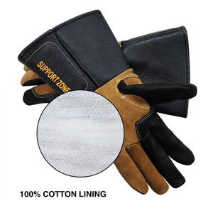 Gants de Soudure de Sécurité Premium TIG/MIG avec Doublure en Coton Doux, Résistance à la Chaleur, Protection des Mains et des Bras en Grain et Cuir de Vachette - Product Image 3