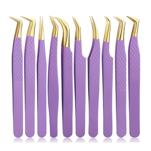 Pince à épiler pour extensions de cils en acier inoxydable de haute qualité, 90 degrés, logo personnalisé, emballage d'usine, pince à épiler à pointe en fibre pour cils - Product Image 1