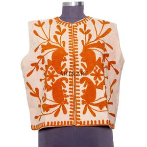 Handmade Eco-Friendly Cotton Vest <b>Jacket</b> <b>Women</b> Stylish Casual Sleeveless Outerwear Stand covered button and o-neck party wear - Product Image 1