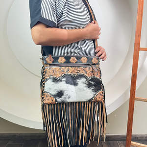 Tout nouveau Design Western Collection usiné à la main en cuir de vachette femmes sac à main frange bandoulière épaule sac de messager pour dames - Product Image 5