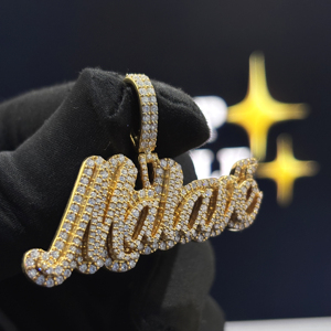 <b>Custom</b> Cursive <b>Name</b> Pendant 925 Sterling Silver VVS Moissanite Diamond Personalized Script <b>Necklace</b> Hip Hop Jewelry OEM - Product Image 2