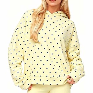 Sweat-shirt à capuche surdimensionné personnalisé pour femme, motif à pois, en molleton de coton épais, décontracté - Product Image 6
