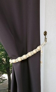 Cotton Curtain Tie Back: Nautical Wooden Bead Decor - Product Image 2
