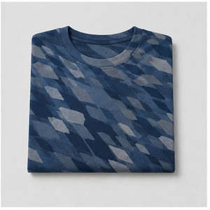Camiseta de Manga Corta para Hombre con Estampado de Camuflaje en Cascada Color Índigo Oscuro Personalizada, Cuello Redondo, MTS-CAMO-0033 - Product Image 5