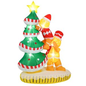 Albero di Natale Gonfiabile Impermeabile IP44 da 2,1 m con Omino di Pan di Zenzero, Decorazione Esterna Autogonfiabile per Giardino con 7 Luci LED - Product Image 4