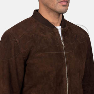 Blouson Bomber en Cuir Souple Marron Foncé pour Homme, Veste Décontractée Slim Fit en Véritable Peau de Mouton, Style Baseball Zippé pour Automne Hiver - Product Image 1
