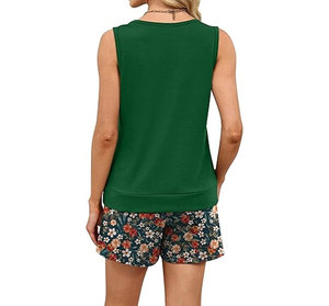 Two Piece <b>Sets</b> for Women Summer Lounge Short <b>Sets</b> Tank <b>Square</b> Neck Sleeveless Sweatsuit with Pocket - Product Image 2