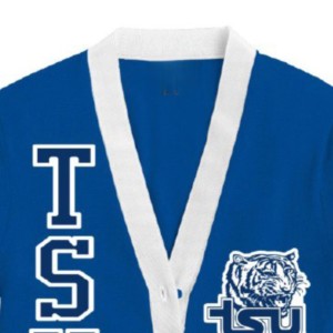 Pull en coton et acrylique à col en maille torsadée bleu royal pour femmes, cardigan de style universitaire - Product Image 2