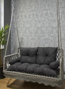 Double Macrame Hanging <b>Swing</b> <b>Chair</b> – Handmade Boho Macrame Sofa <b>Swing</b> with Cushions, Indoor - Product Image 3