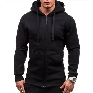 MRMT 2024 Men's Casual Cardigan Comfortable Dark Blue Solid Color Hoodie with <b>Zipper</b> Fashionable Fitness <b>Sweatshirt</b> - Product Image 2