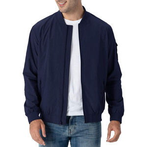 Blouson bomber bleu marine pour homme, fermeture éclair, coupe décontractée, coupe-vent, col montant, coupe régulière, pour l'automne - Product Image 1