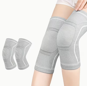 Genouillères respirantes en éponge épaisse tricotée, protection et soutien pour le volley-ball et le basketball, à enfiler, unisexe, toutes saisons, gris - Product Image 1