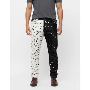 Pantalon en cuir de vachette véritable avec fourrure pour homme, style motard western, pour la mode et la pratique de la moto - Product Image 1