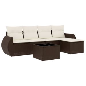 Ensemble de canapés de jardin de taille moyenne à grande en rotin PE marron avec housses amovibles - Product Image 2