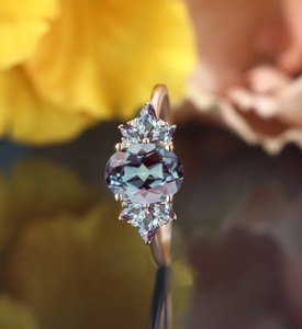 Anillo de Compromiso de Lujo de Plata con Alejandrita de Corte Ovalado, Gema que Cambia de Color, Chapado en Oro de 14K, Certificado para Mujer, Anillo para Boda o Fiesta - Product Image 2