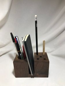 Porte-stylos en bois naturel fait main, organiseur de bureau, pot à crayons pour fournitures de bureau, fournitures scolaires, salle d'étude - Product Image 4