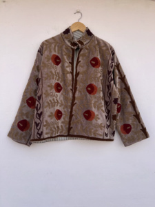 Velvet Suzani Bomber <b>Jacket</b> <b>Reversible</b> Hand Embroidered Boho Vintage Short Coat Free Size Ethnic Wear Floral Pattern Women - Product Image 1